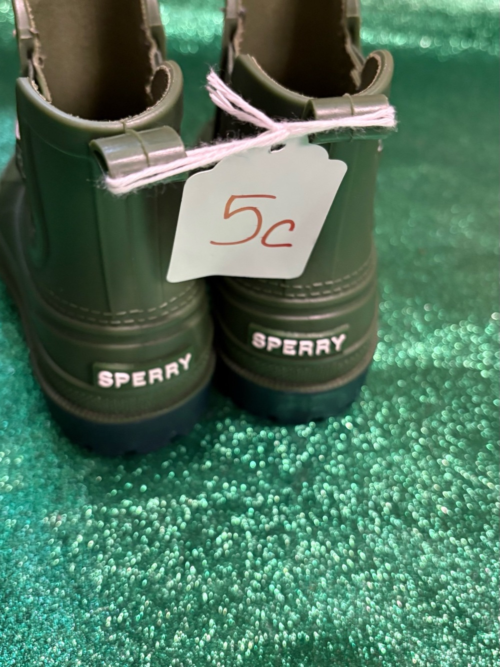Sperry Kids Olive Green Waterproof Rain Boots